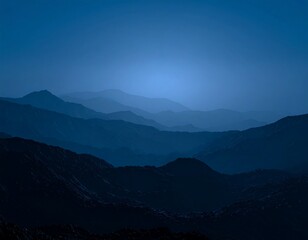 Blue mountain range at dawn