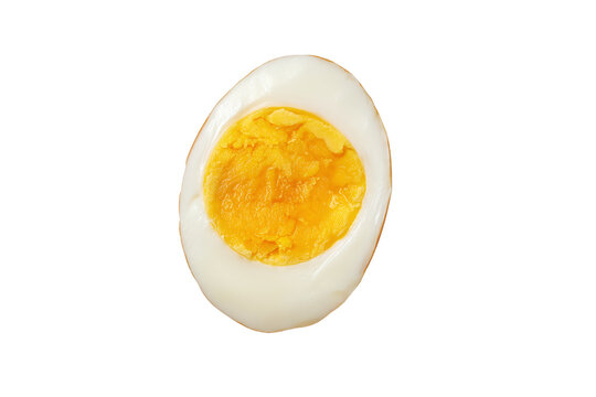 Half of hard-boiled egg with yellow yolk, isolated on white transparent background - Powered by Adobe