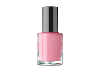 Pink nail polish bottle isolated on white transparent background