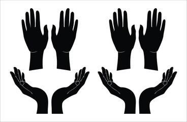 Obraz premium Four Black Silhouette Hands On White Background vector illustration
