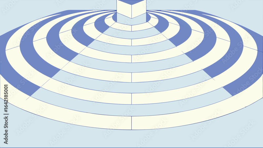 Poster abstract geometric illustration featuring a stylized three-dimensional structure with arched element