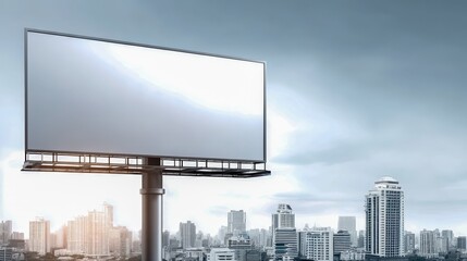 Blank Billboard Mockup Overlooking City Skyline - Advertising Space for Campaigns and Promotions in Urban Environment