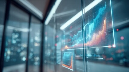 Financial Data Visualization on Glass Screen: Stock Market Analysis and Investment Insights