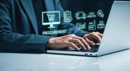 Fototapeta premium Professional Procurement Management: Streamlining Supply Chain Processes with Digital Tools and Strategic Cost Analysis