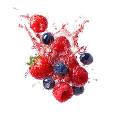 Fresh berries exploding in a vibrant splash