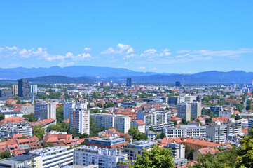 Fototapeta premium Panoramic View of city Ljubljana from Ljubljana castle - Slovenia