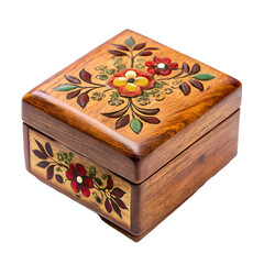 wooden casket with jewelry