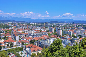 Panoramic View of city Ljubljana from Ljubljana castle - Slovenia