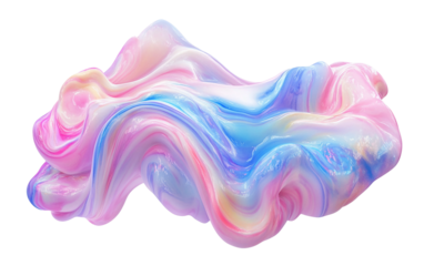 Floating pastel liquid marble blob with smooth swirling patterns and gentle gradient tones isolated on transparent background PNG