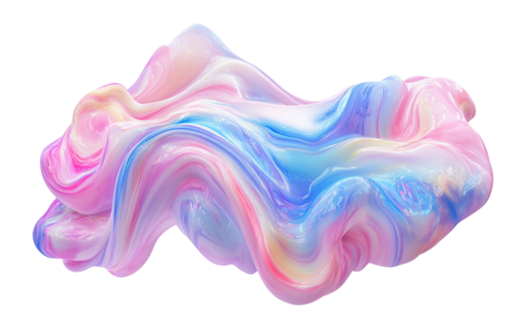 Floating pastel liquid marble blob with smooth swirling patterns and gentle gradient tones isolated on transparent background PNG