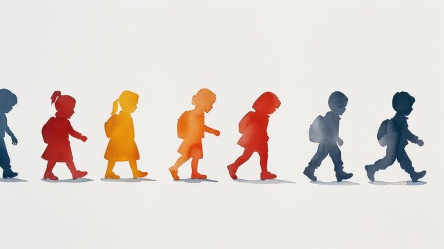 Vibrant watercolor art showcases joyful silhouettes celebrating sovereignty and childrens day, evoking national pride and unity.