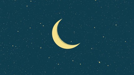 Naklejka premium A sleek, minimalist design features a crescent moon cradled by twinkling stars in a clean, modern style.