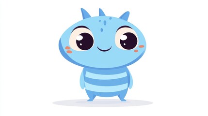 Fun blue alien character in flat colors, perfect for kids room decor. A whimsical design that adds charm to any space.