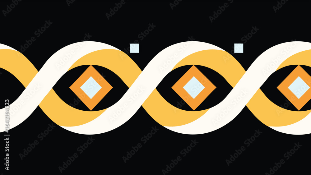 Poster abstract geometric pattern design with repeating wavy lines and diamond shapes