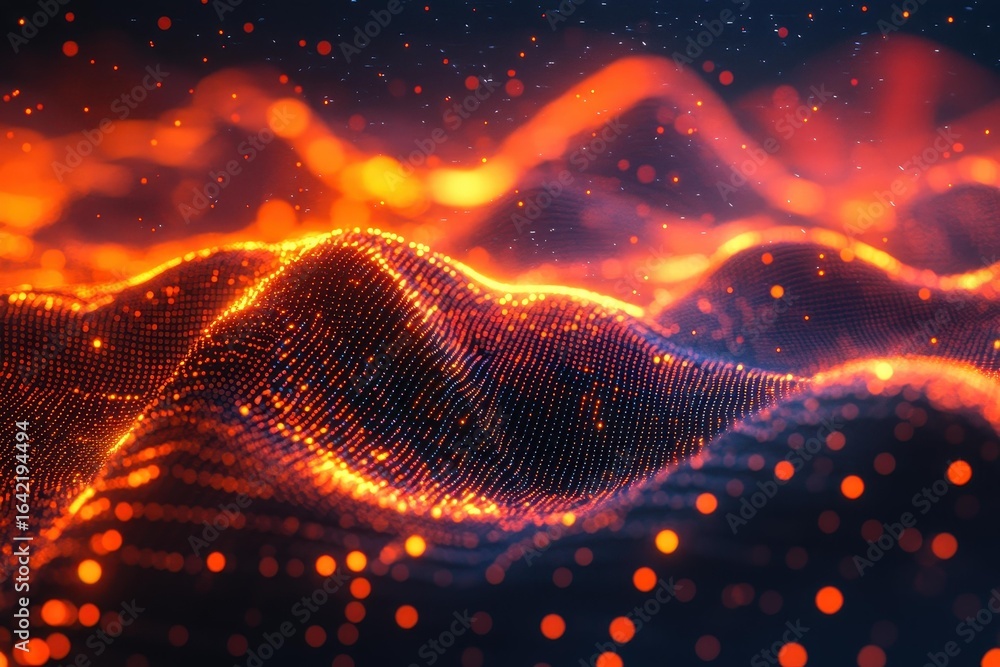 Poster experience a mesmerizing visual of digits flowing through a vibrant grid, where s and s create capti