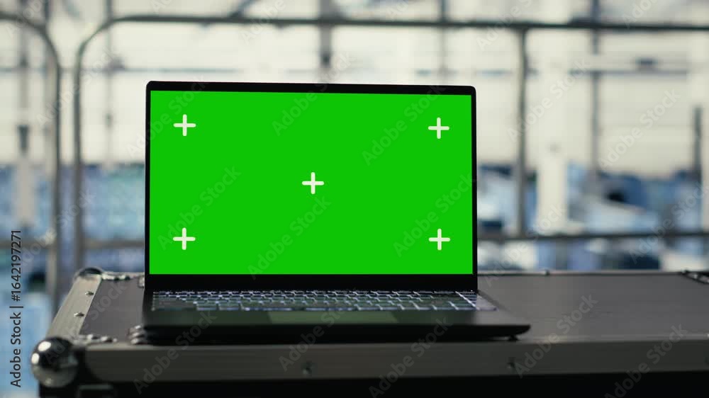 Poster green screen notebook in data center training infrastructure for artificial intelligence workloads. 
