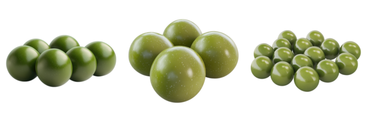 Set of green olives isolated on transparent background