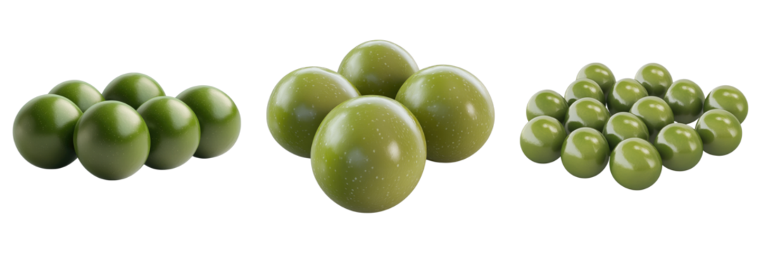 Set of green olives isolated on transparent background