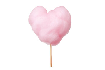 Pink Heart Cotton Candy on Stick isolated on white transparent background
