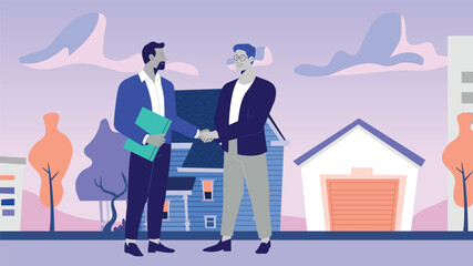 Business Partnership Agreement in a Serene Neighborhood Setting