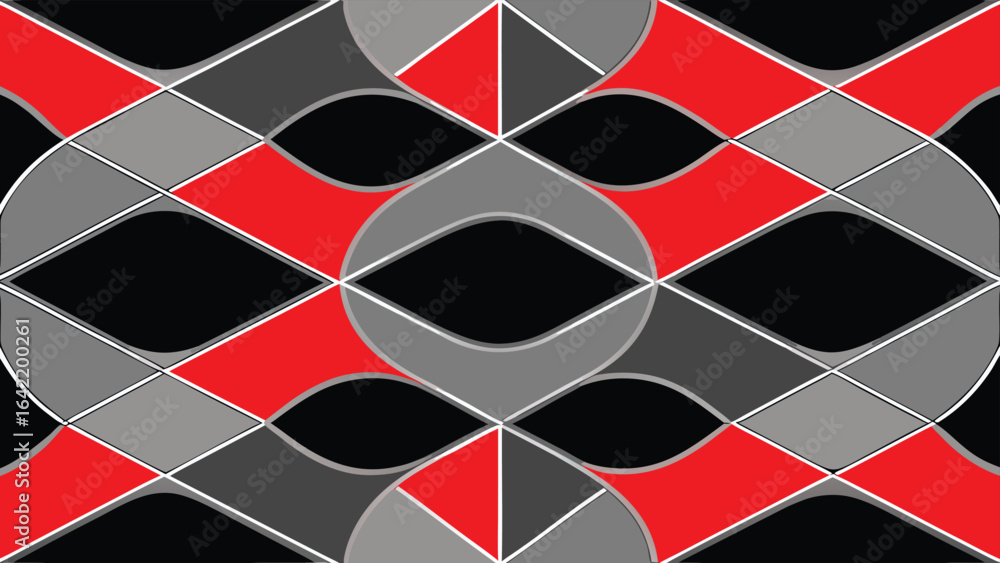 Aufkleber abstract geometric pattern in red gray and black with transparent background for design