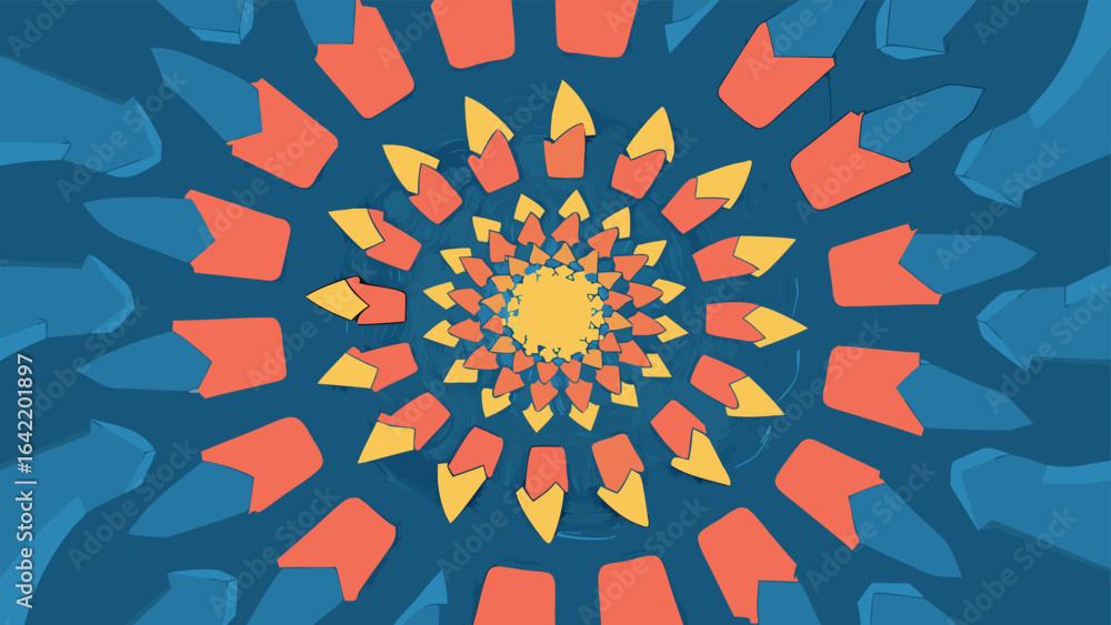 Aufkleber abstract geometric pattern of arrows forming a repeating colorful circular design