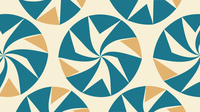 Abstract geometric pattern with blue and yellow shapes on a cream background vector design