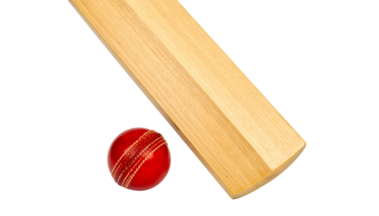 Cricket Bat and Ball PNG, Realistic Sports Equipment, Transparent Background, Outdoor Game Icon