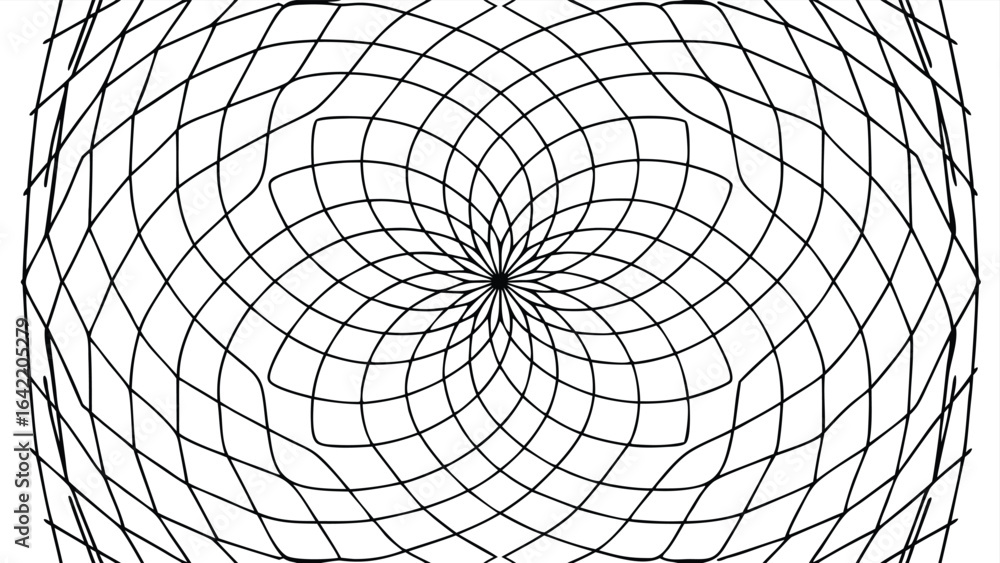 Aufkleber abstract geometric pattern with interlocking lines and optical illusion in black and white