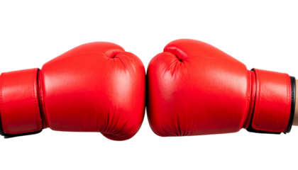 Red Boxing Gloves PNG, Realistic Sports Gear, Transparent Background, Martial Arts and Training Equipment