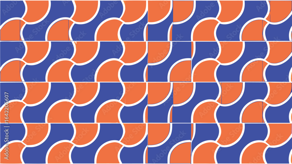 Aufkleber abstract geometric pattern with orange and blue symmetrical repeating shapes and forms