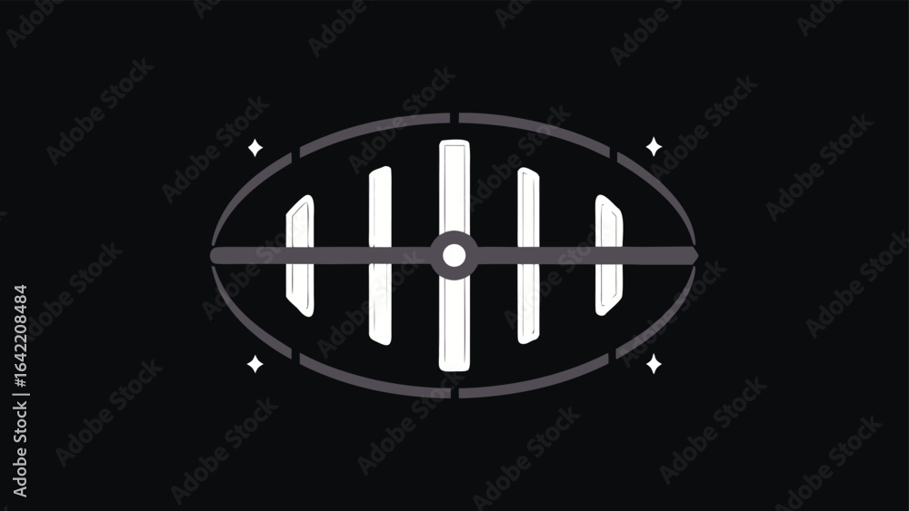 Poster abstract minimalist design featuring geometric shapes and sparkle elements on black background