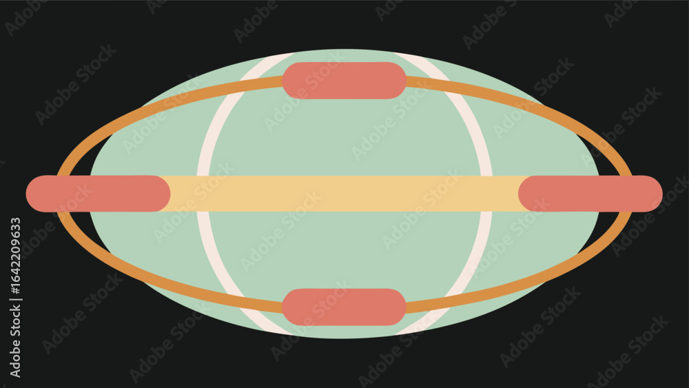 Poster abstract modern art composition with geometric shapes and a retro color palette on black background