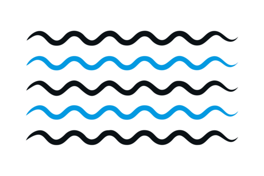 Abstract background of glowing blue wavy lines on a dark background