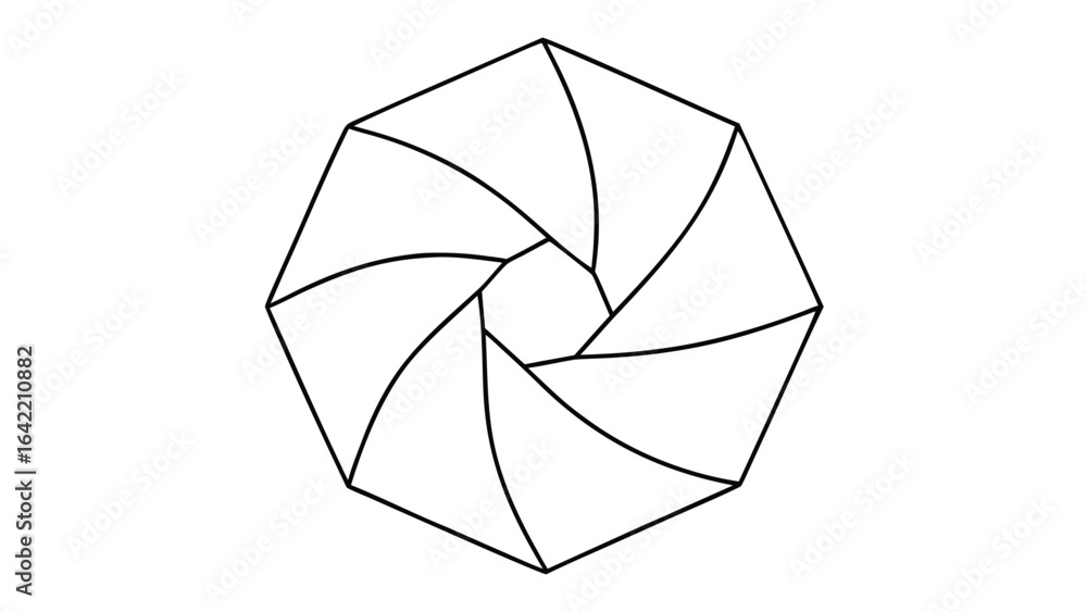 Poster abstract octagonal design simple black outlined shape on a clean white background