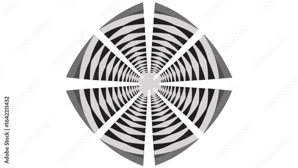 Poster abstract optical illusion design of a perspective tunneling structure against white