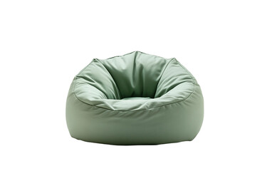 Floating soft pastel green bean bag chair isolated in midair with smooth fabric texture and gentle curves creating a cozy and modern decorative concept isolated on transparent background PNG