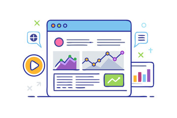Digital dashboard with financial charts and data analysis on a dark background