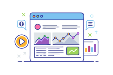 Digital dashboard with financial charts and data analysis on a dark background