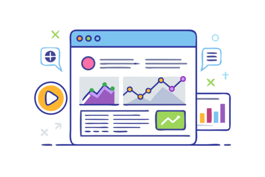 Digital dashboard with financial charts and data analysis on a dark background