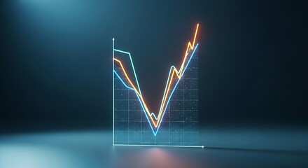 Resilience and recovery concept. A performance graph shows a sharp dip followed by an even stronger recovery, forming a "V-shape."