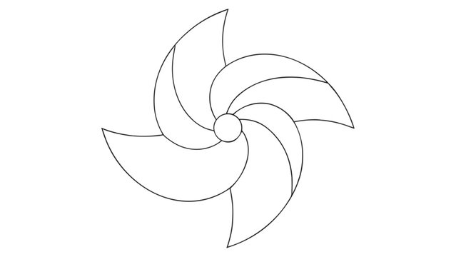 Abstract rotating graphic with spiral pattern in minimalist black and white design