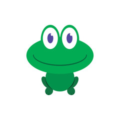 Smiling Green Frog Icon. Vector