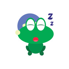 Sleepy Frog with Night Cap. Vector