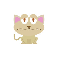 Sad Beige Cat Character. Vector