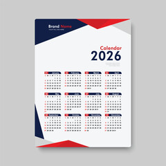happy new year 2026 calendar template design