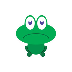 Sad Green Frog Character. Vector