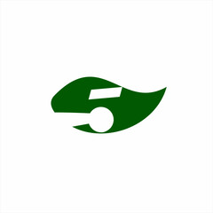Leaf logo design with number 5.