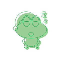 Sleeping frog cartoon face. Vector