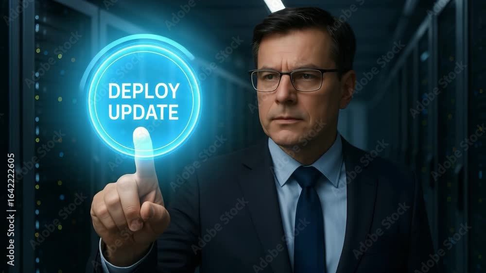 Poster an image that depicts a person interacting with a futuristic holographic display interface labeled d